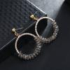 Original fashion personality retro crystal stud earrings female simple temperament versatile long earrings show face thin earrings