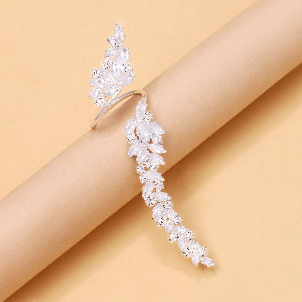 Shiny Elegant Open Zirconia Ring Copper Simplicity Female Leaf Ring  Valentine Day Gifts