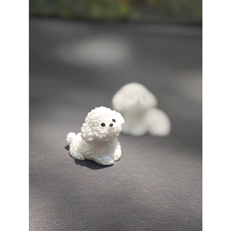 2pcs Super Cute White Bichon Dog Car Decoration Ornaments, Exquisite Small Gifts