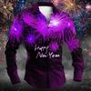 Christmas Men's Long-Sleeve Shirt, Red and White Color Block, Christmas Ball and Snowflake Pattern, Holiday Party Shirt