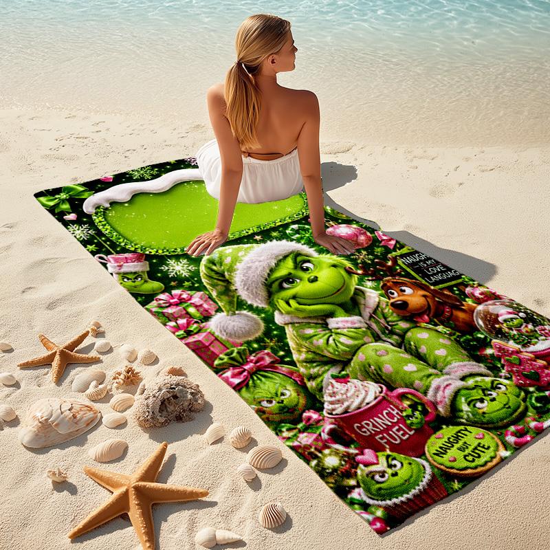Christmas Gift Oscar Comedy Movie How the Grinch Stole Christmas soft beach towel outdoor camping vacation swinging beach scarf decorative blanket B11