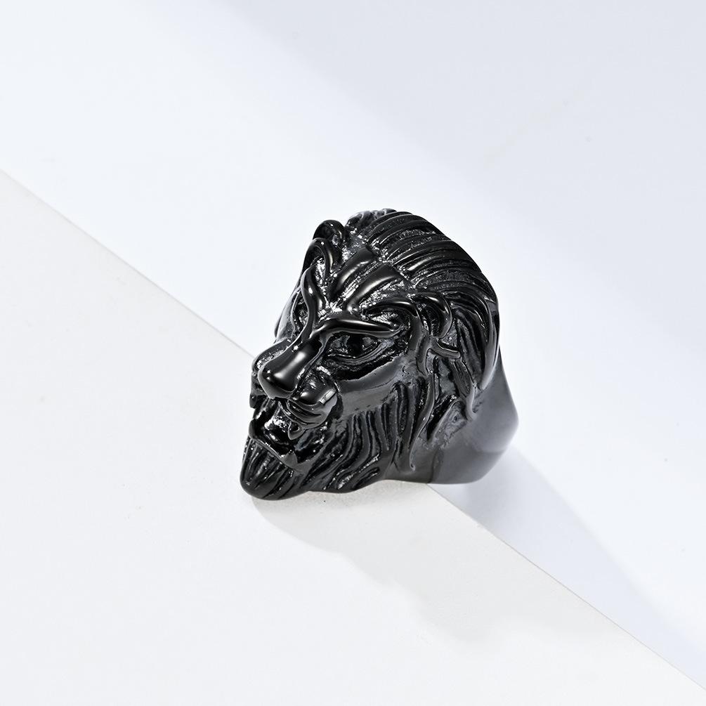 European and American Retro Style Titanium Steel Lion Head Ring Stainless Steel Male Lion Ring