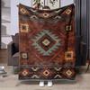 Premium Southwestern Boho Geometric Tribal Throw Blanket Cozy Aztec Pattern Knit Decorative Couch Cover for Sofa and Home Decor