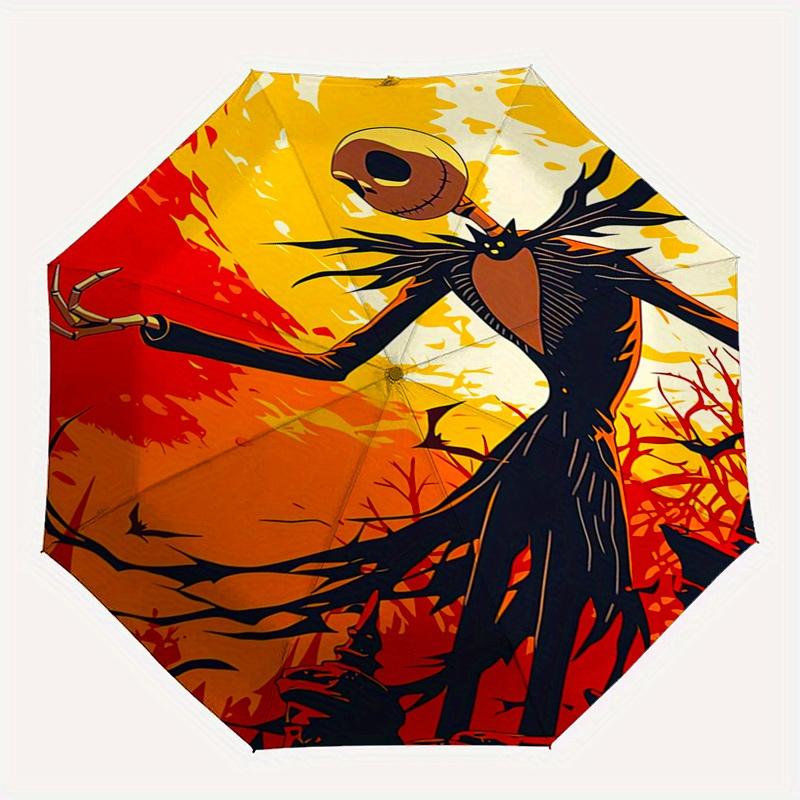 Nightmare Before Christmas,Jack Skellington Automatic Opening and Closing Umbrella - 8-rib Folding Design, Lightweight and Portable, Suitabl