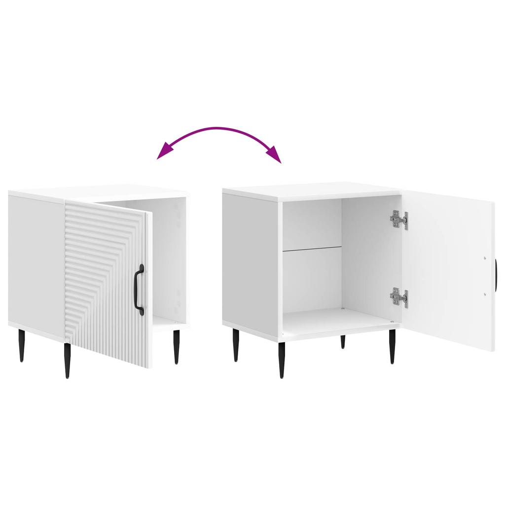 Nightstand Set 2 pcs High Gloss White 43 x 34.5 x 50 cm Particleboard