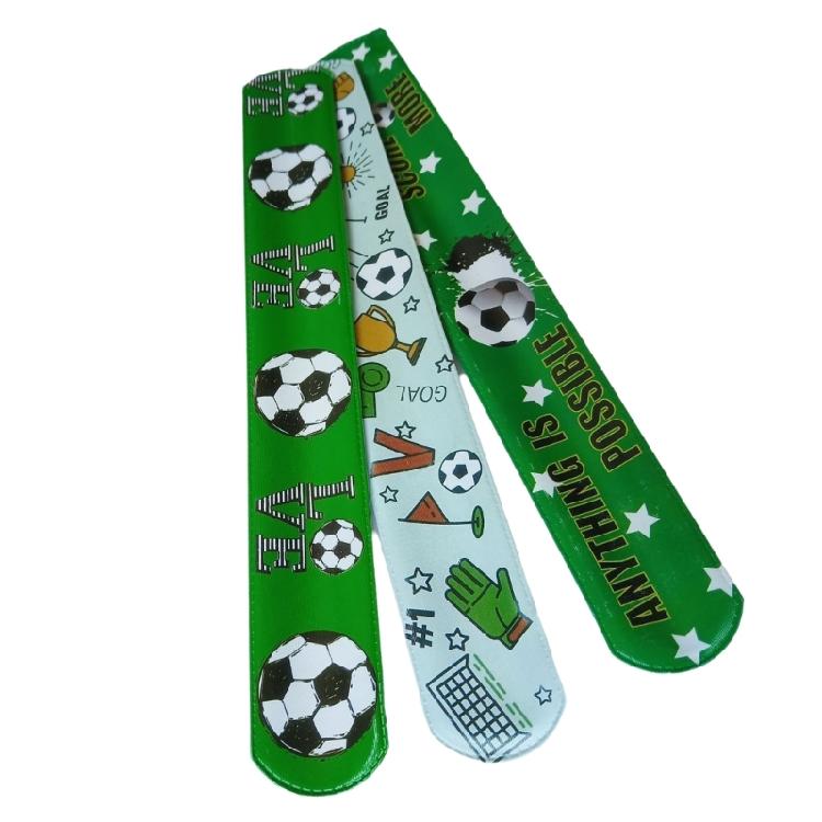 12Pcs Soccer Glove Pattern Slap Bracelets Kids Wristband Football Snap Bracelet