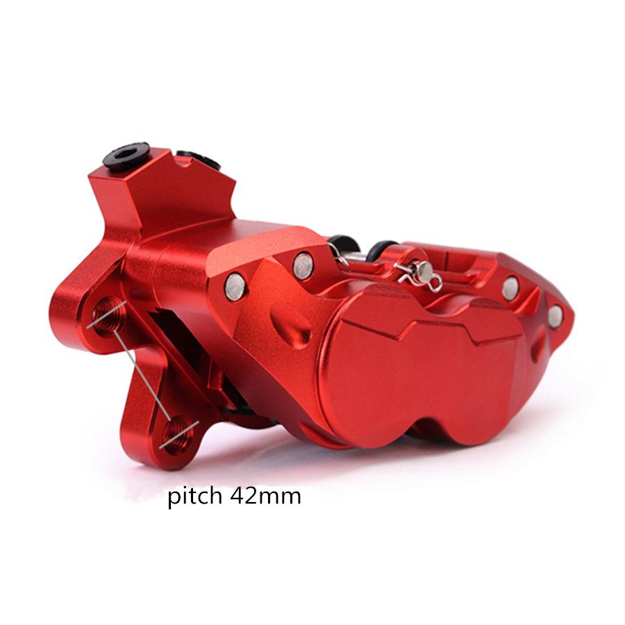 Universalūs dešiniai CNC aliuminio motociklo 42 mm stabdžių suportai su 4 stūmokliais 32*27 mm Gtr Bws125 Kawasaki Moto Racing purviniam motociklui, skuteris