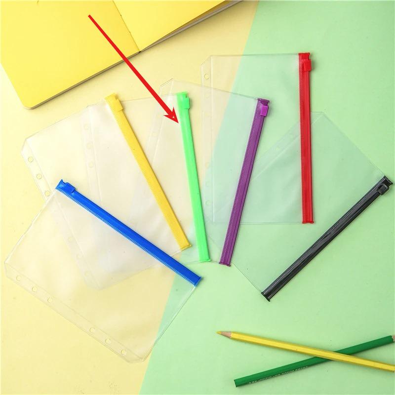 10pcs/lot A6 6-Hole Binder Pockets Cash Budget Envelopes Zipper Binder Pouches for Notebook Planner Journey Binders