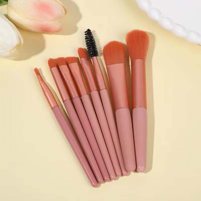 8-Piece Soft Bristle Makeup Brush Set for Beginners - Portable Eyeshadow & Foundation Brushes