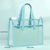 PVC Thickened Transparent Handbag Colorful Storage Bag Large Capacity Waterproof Portable Handbag File Pocket Students Office Supplies