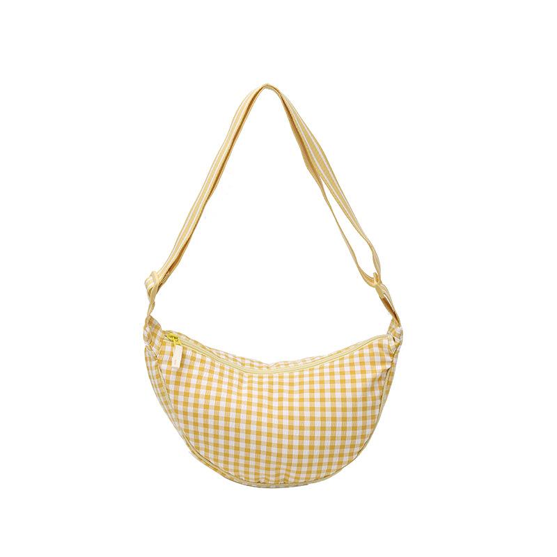 Retro plaid dumpling bag women's new versatile canvas shoulder messenger bag casual portable commuter small satchel