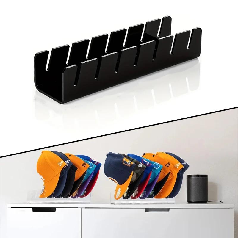 7-slot Convenient Storage Hat Rack Baseball Cap Display Rack Transparent Acrylic Home Wardrobe Hat Storage Store Decoration