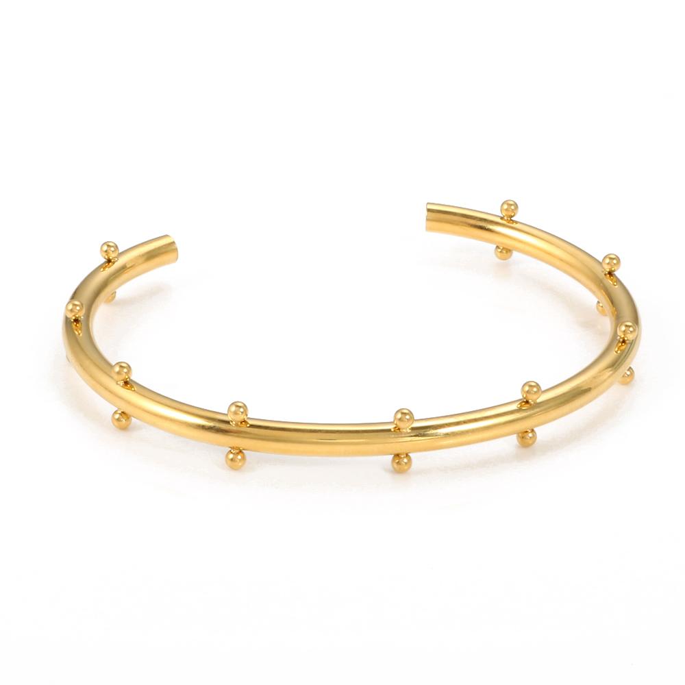 

Luxury Jewelry Set Stainless Steel Bangle Bracelet Finger Ring Hoop Earrings With Mini Balls For Women Men Fashion Jewelry Gifts 7