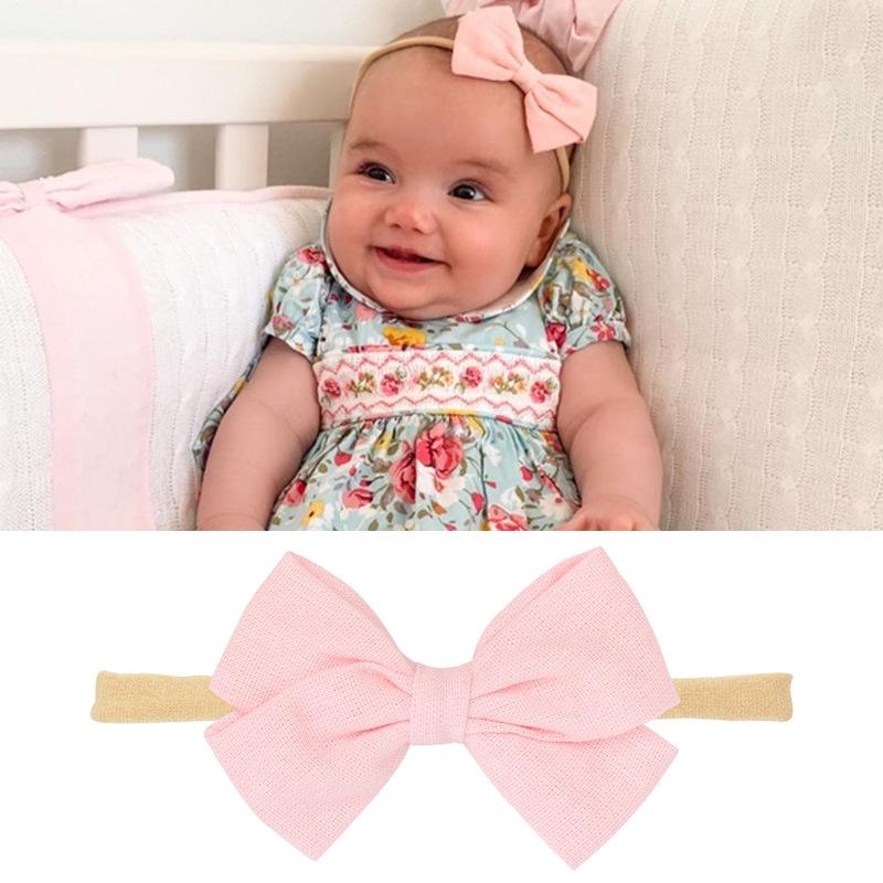 Baby-Stirnband-Set aus Nylon und Baumwolle: Stirnbänder mit Schleife und Leinen in Geschenkbox.