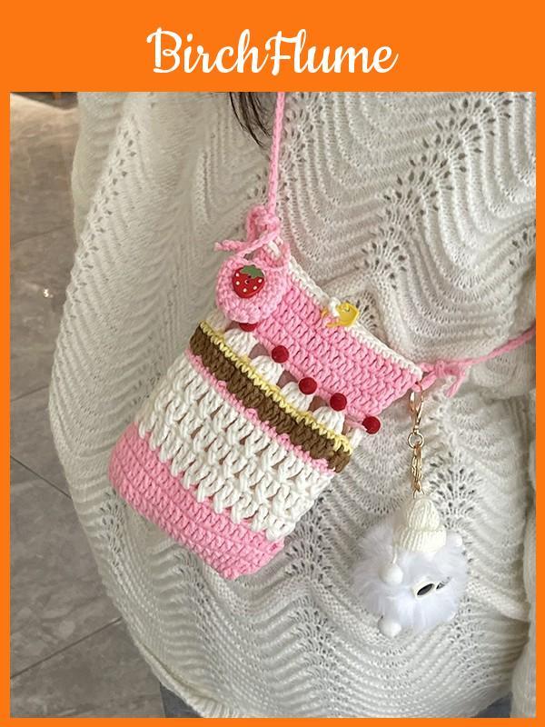 Knit Weaving Small Crossbody Bag For Women With Phone Pocket And Lock Closure