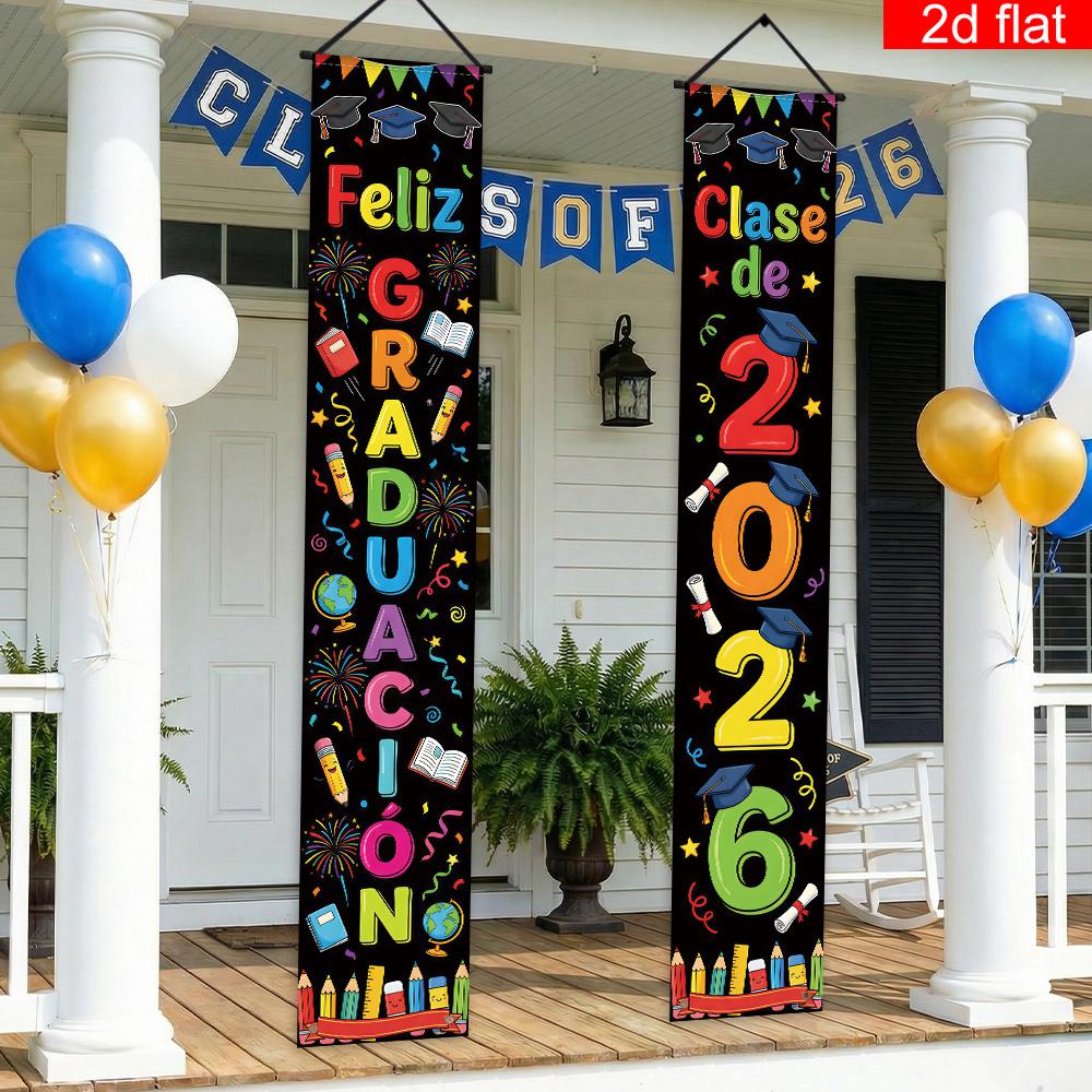 1Set Spanish Banner for Class of 2026 Graduation Front Door Porch Sign Perfect for Graduation Ceremony and Hanging Decor