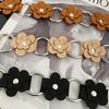 Double Small Flowers PU Leather Belt Adjustable Strap Waist Rope New Waistchain  Women Girls