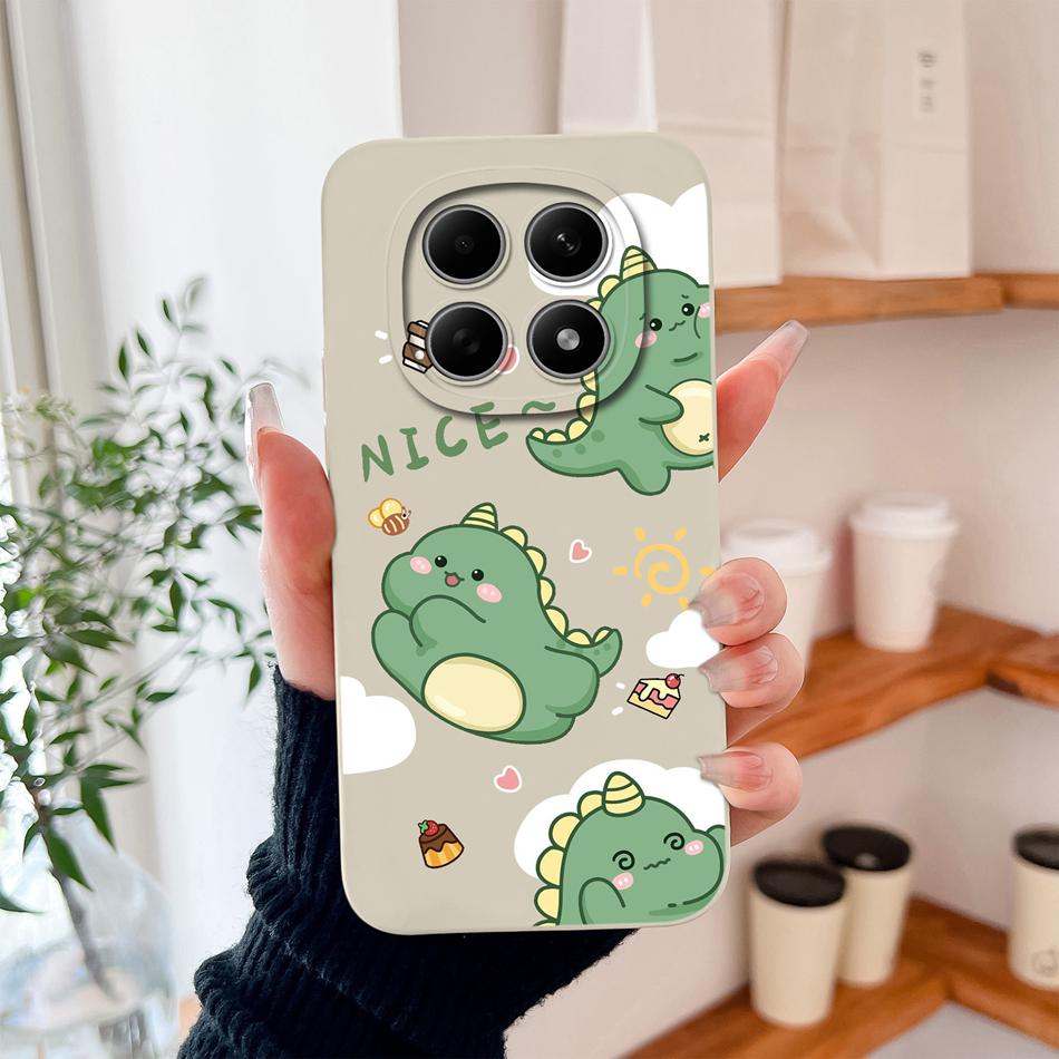Cartoon Dinosaur Case For Poco M8 Pro 5G Back Cover For Poco M 8 Camera Lens Protection Soft Liquid Silicone Phone Protectors