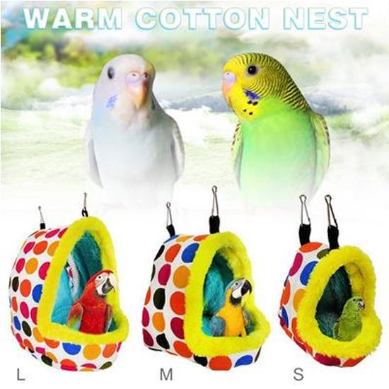 M Bello Luna Gray Parrot Nest Pet Bird Nest Winter Warm Hammock Hanging Cave Cage Plush Happy Hut Tent Bed