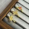 Temperament Golden Star Butterfly Opening Ring Female Court Style Light Luxury Retro Fashion Versatile Design Ring Tide