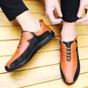 Genuine leather men's casual breathable mesh shoes Casual lace-up Hollow out shoes comfortable outdoor stroll Hot selling