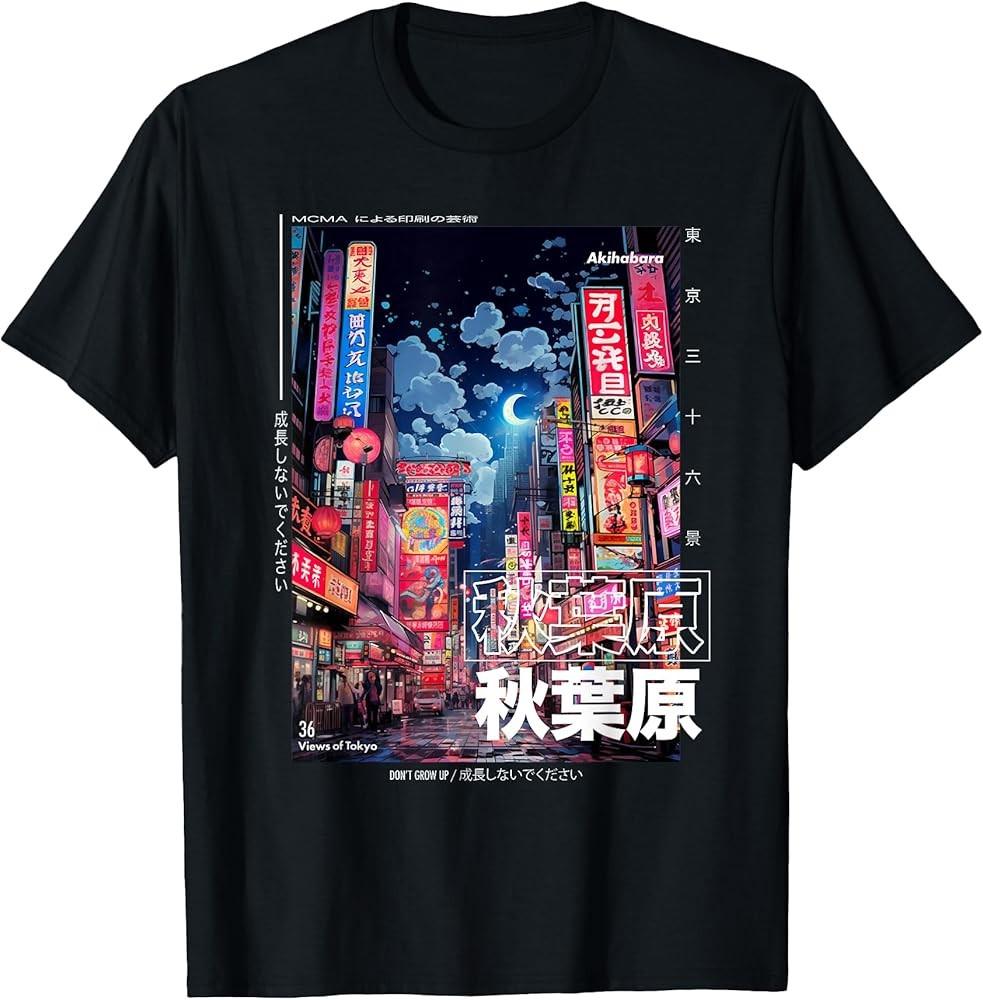 A4 Japanese Retro Aesthetic Akihabara Tokyo Graphic T-Shirt XL