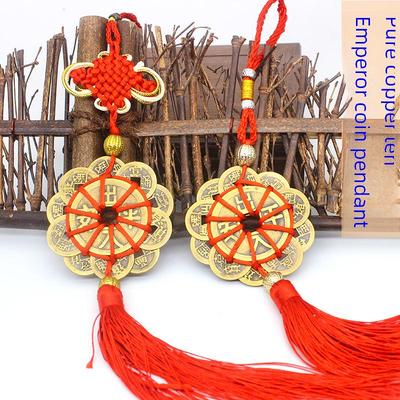 Real Copper Ten Emperor Coins Plum Blossom Car Pendant Ornament