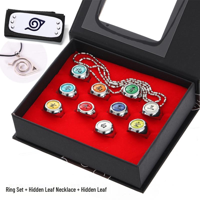 Set Inele Ninja: Akatsuki Itachi, Pain Six Paths, Orochimaru, Vermilion - Accesorii Anime