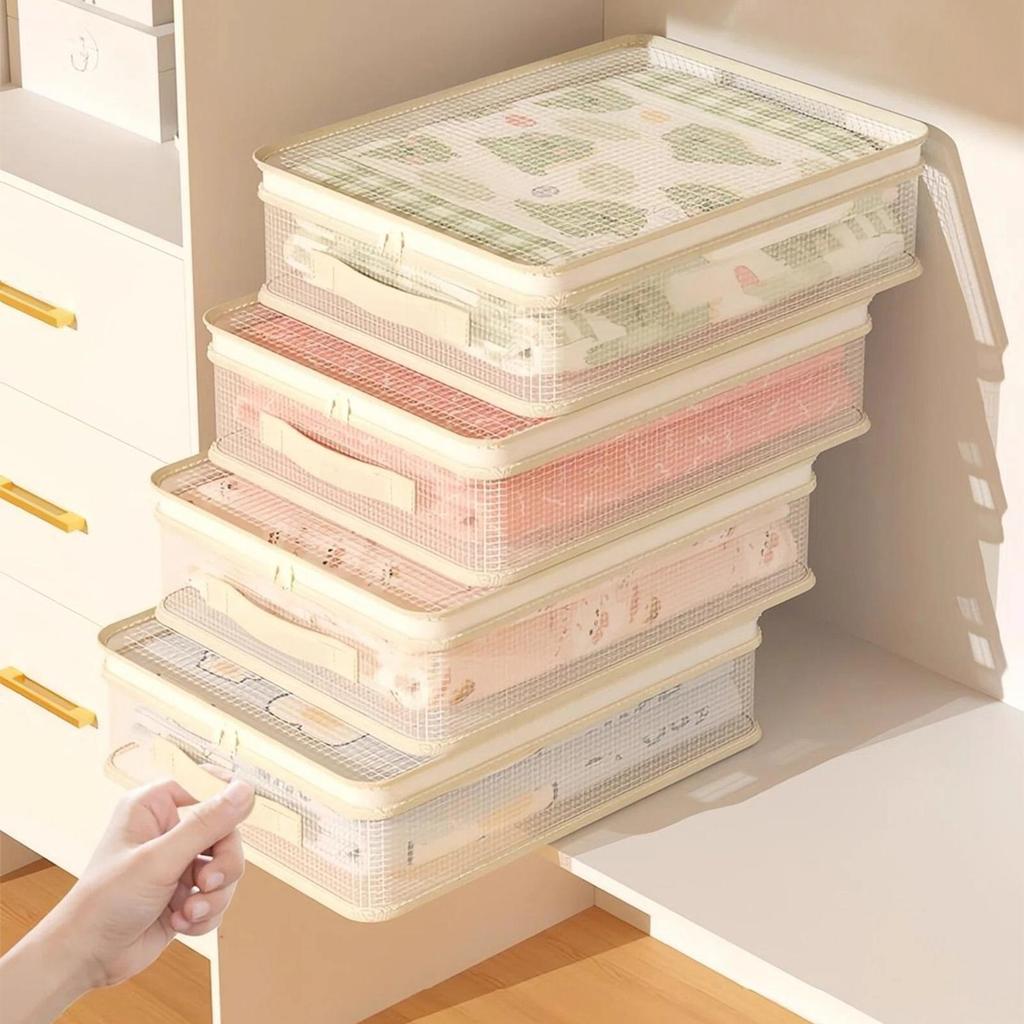 Dust-proof Clothing Storage Bag Saving Space Bedding Storage Bag, Stackable Bed Sheet Storage Container Bag With Handle