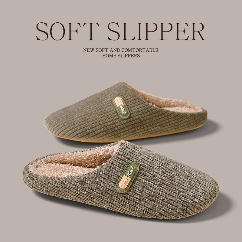 Cotton slippers men's spring and autumn winter indoor home use non-slip warm home couple winter plush women