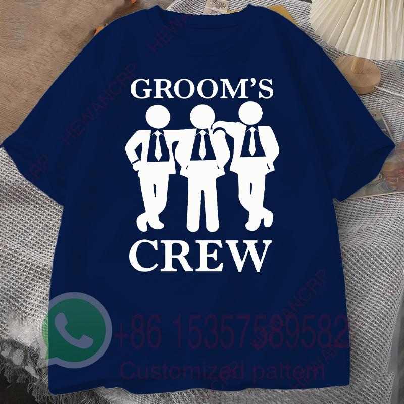 Groom Crew Tshirt Mens Tracksuit Cotton Casual Sportswear Crew Neck Pullover Short Sleeve Tops Breathable Summer Streetwear