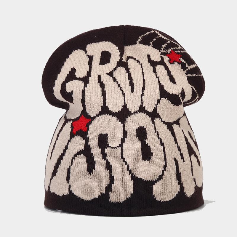 

Вязаные шапки в тренде для мужчин и женщин, жаккардовые шерстяные шапки, популярные пуловеры с алфавитом в стиле хип-хоп. M（56-58cm）