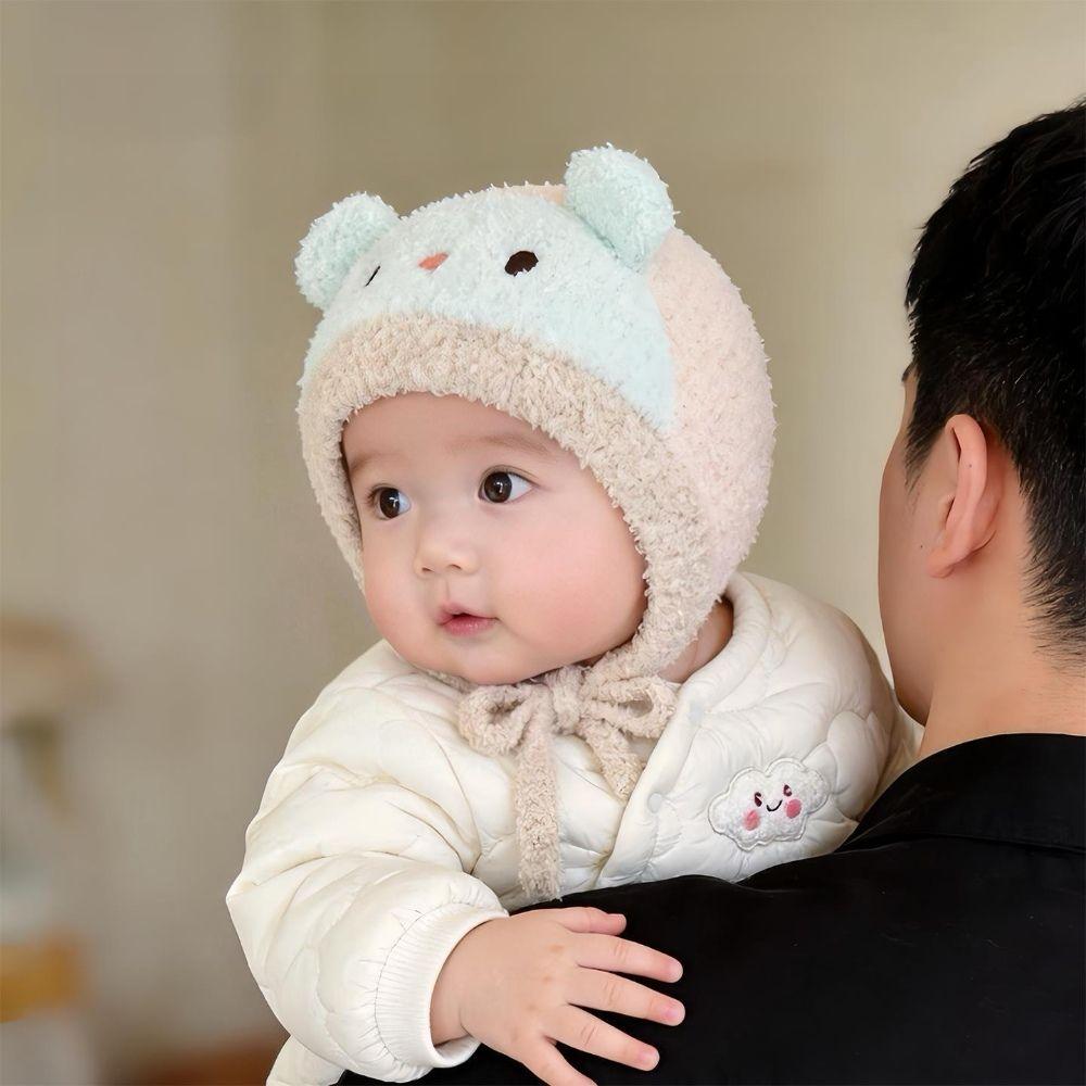 Thick Infant & Toddler Cartoon Plush Hat Knitted Animal Earflap Hat Winter Baby Hat Outdoor Wear