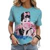 Fashion Women Women's Print with Floral Pattern T Shirt Funny Casual O-neck Short Sleeves T-shirt Summer Female Tee Shirt