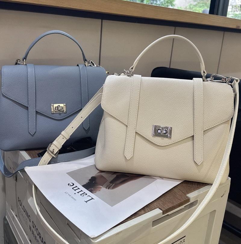 New cowhide leather tote bag small square bag high-end portable shoulder messenger bag women's bag