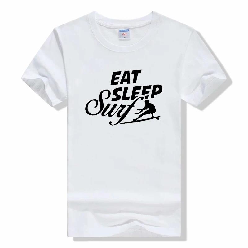 Eat Sleep Surf Funny T Shirt Summer Short Sleeve O-neck Cotton T-shirt fashion casual Tee tShirt Homme
