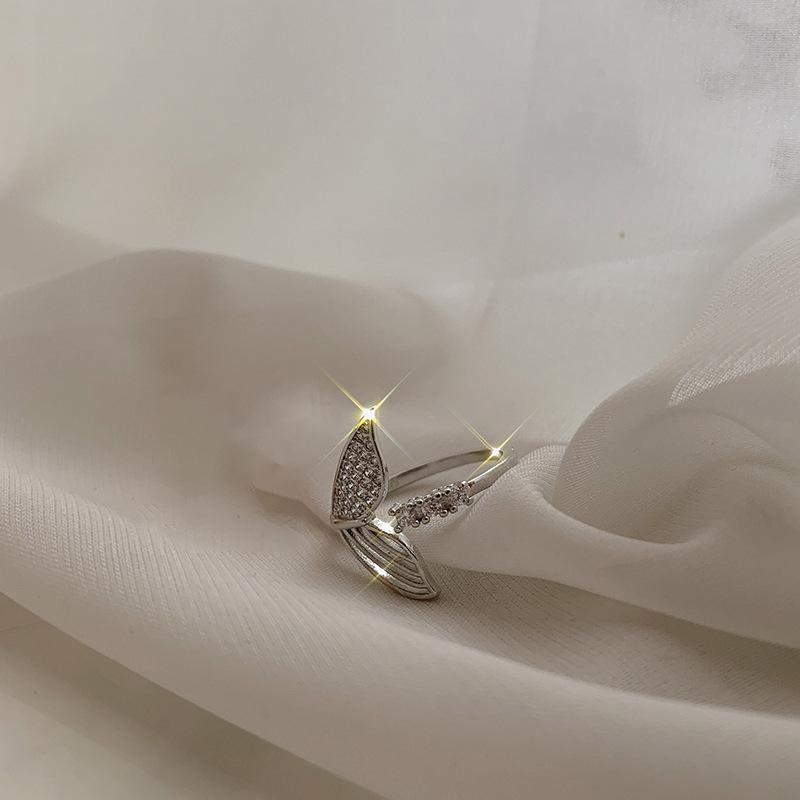 Rhinestone Exquisite Korean Fivepointed Star Adjustable Open Ring For Women Fashion Jewelry