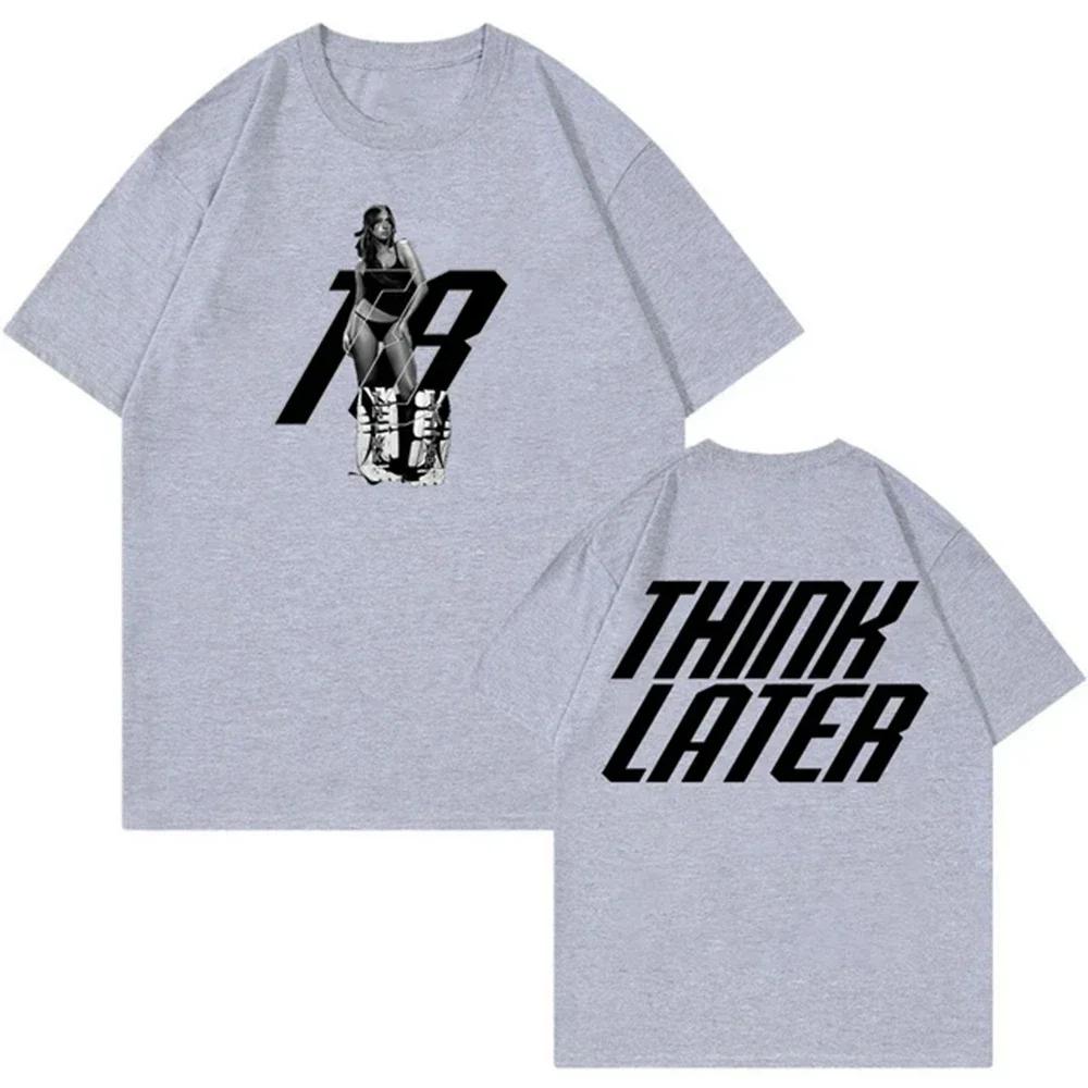 Tate McRae Think Later Tričko Popová Zpěvačka 2025 Turné Merch Crewneck Krátký Rukáv Trička Pánské Dámské Streetwear Módní Oblečení Topy