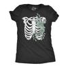 Womens Floral Ribcage T Shirt Funny Halloween Skeleton Flower Ribs Tee for
