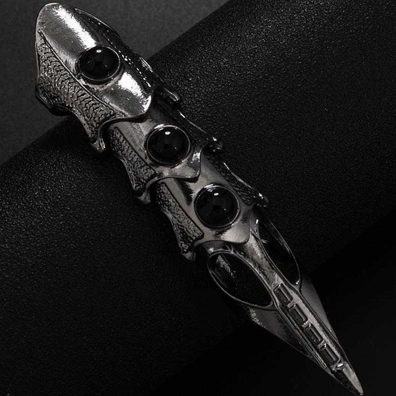 Rüstung Knöchel Vollfinger Doppelring Aktivitätsring Für Männer Punk Gothic Offener Ring Zirkon Anime Cosplay Halloween Accessoires