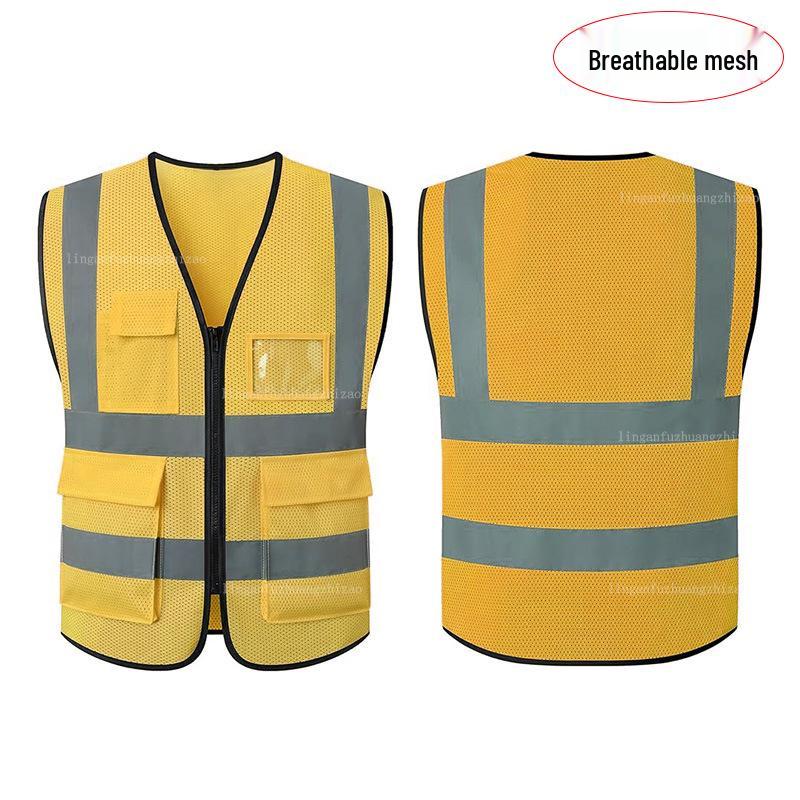 Multi-Pocket Reflective Vest for Sanitation & Construction with Printing