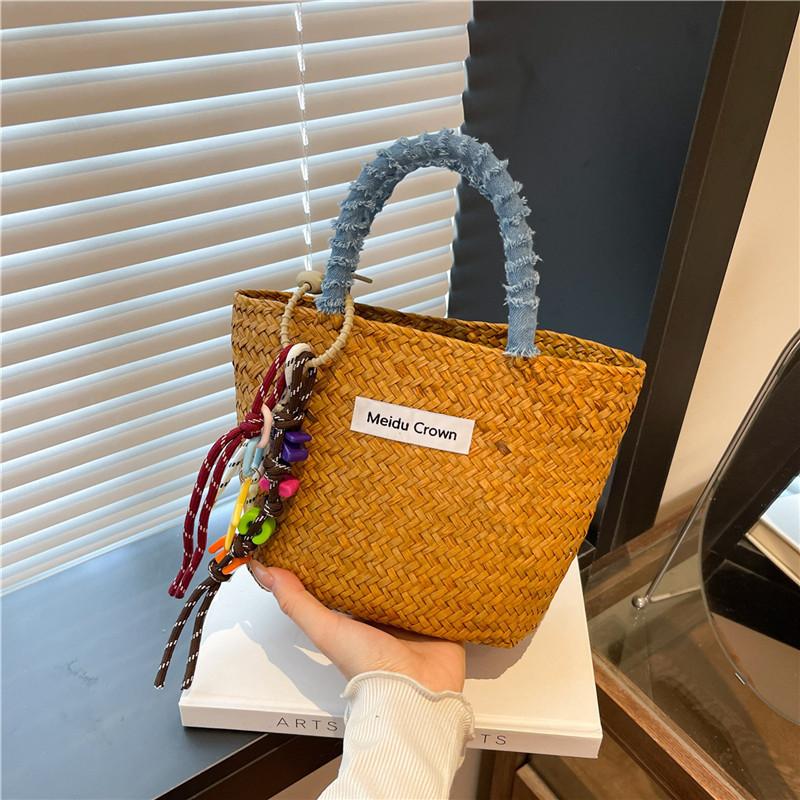 Summer Niche Design Sense Woven Bag Seaside Beach Travel Handbag Fashionable Versatile Bag Women