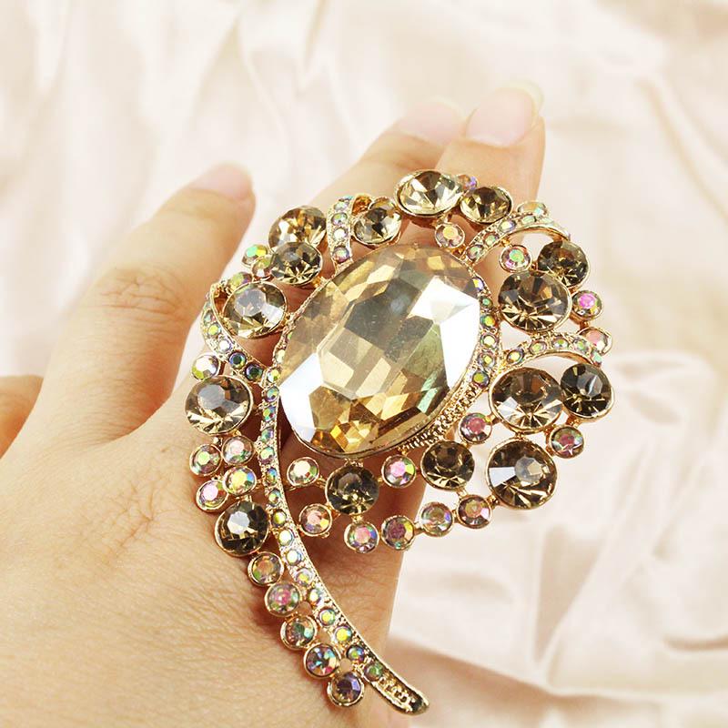 European & American Retro Classic Rhinestone Ring - Colorful, Large, and Bold Fashion Accessory