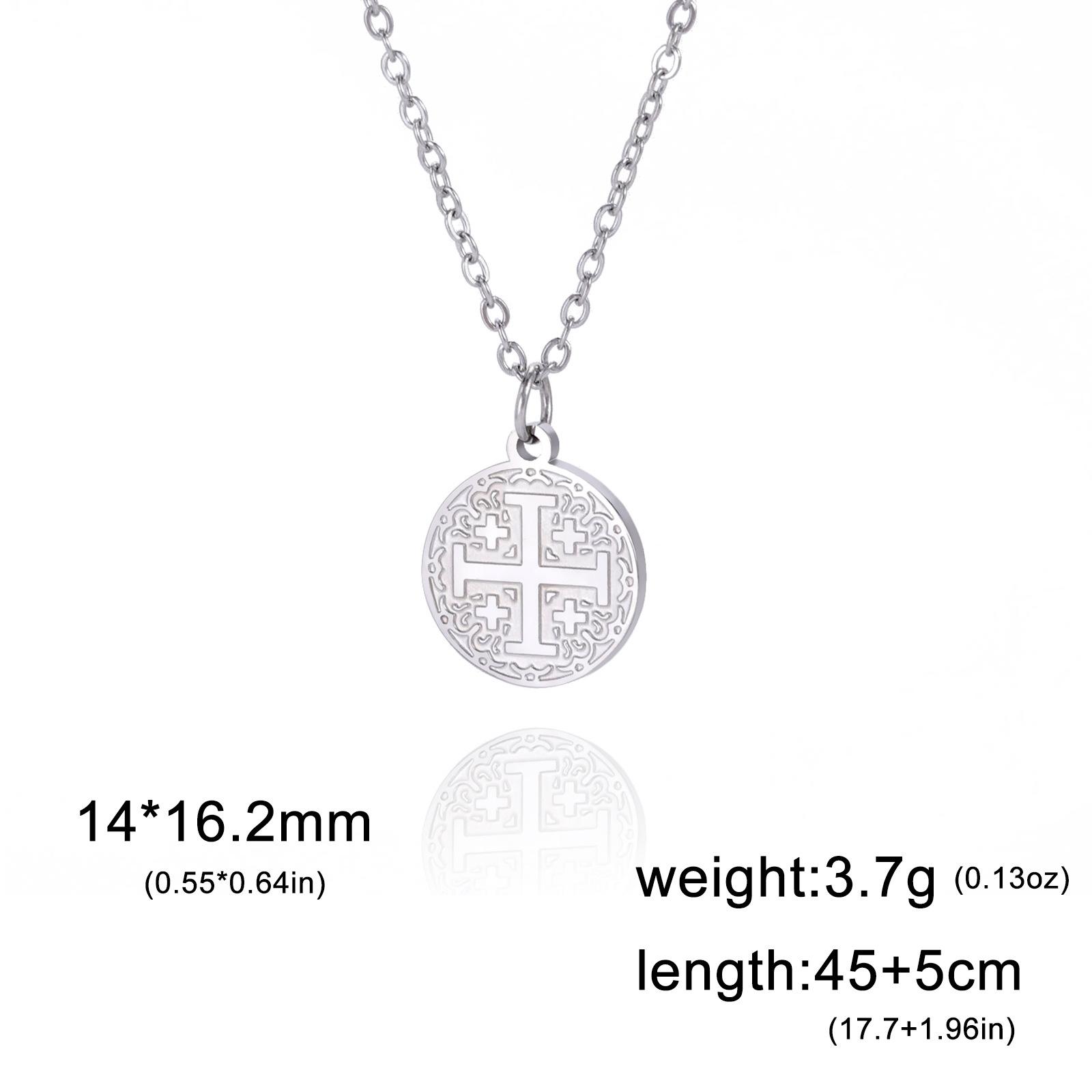 Dreamtimes Jerusalem Crusaders Cross Pendant Necklace for Women Men Jerusalem Medallion Disc Greek Religious Jewelry Gifts