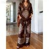 Loose casual y1 new v-neck top wide-leg pants two-piece women's clothing European and American fashion suit