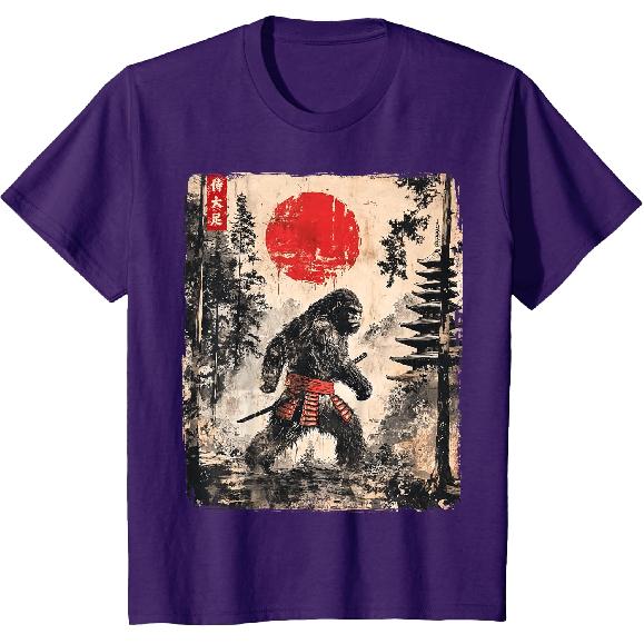 Samurai Bigfoot Japanese Vintage Graphic Ukiyo-e Art Funny T-Shirt
