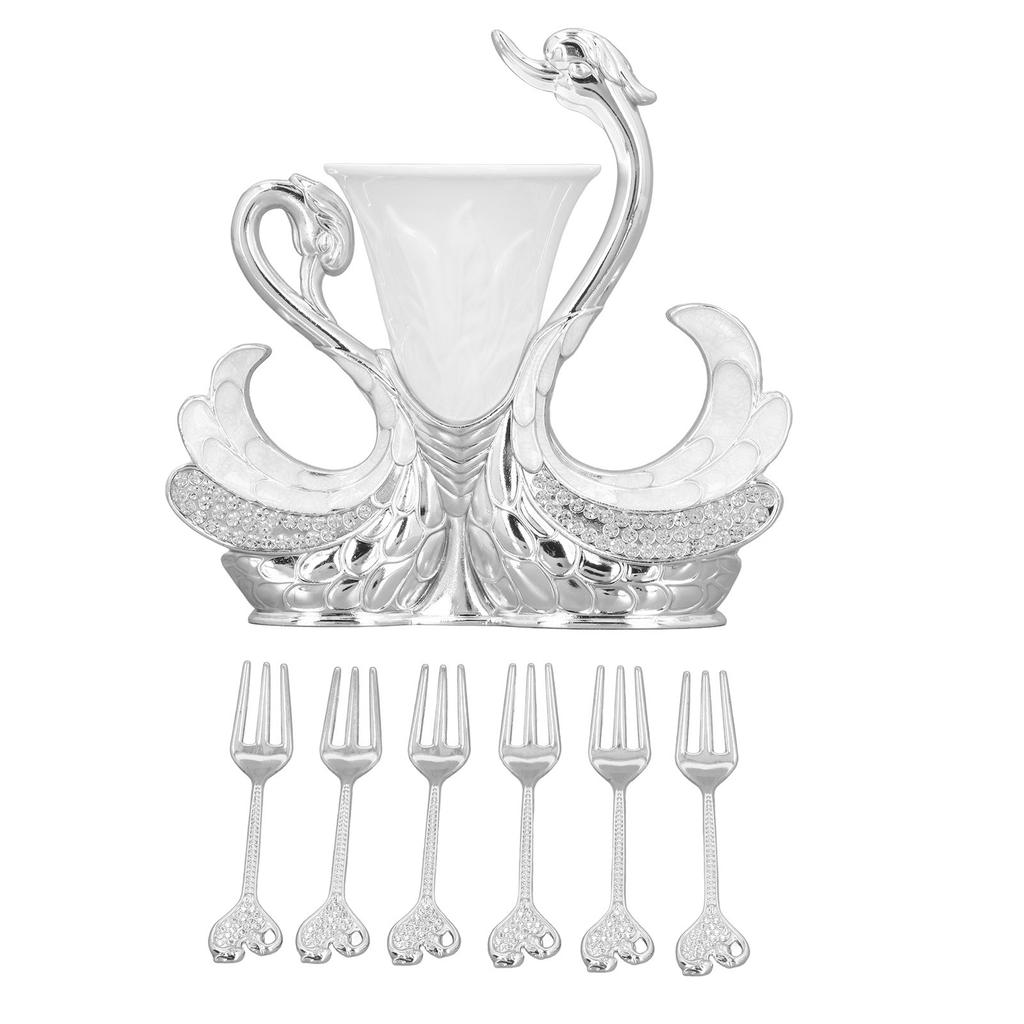 Base Fork Holder Set Elegant Multifunctional Decorative   Flatware with 6 Forks for Fruit Salads Coffee Desserts