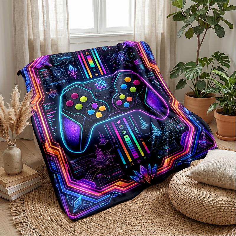 Futuristic Gaming Controller Theme blanket Lightweight Warm Flannel Blanket Decorative Throw Blanket for Home Decoration