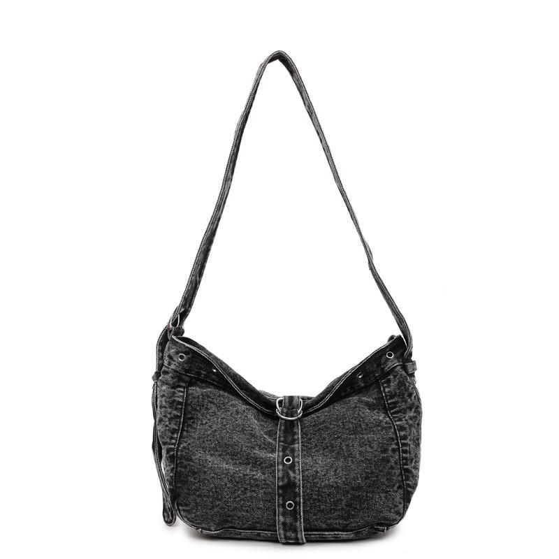 IELGY Ladies Tote Bag Retro Frayed Denim Large Capacity One Shoulder Crossbody