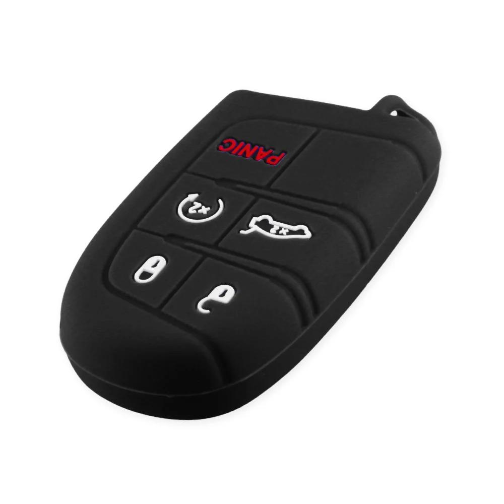 

Silicone Car Key Case Cover For Jeep Grand Cherokee Dodge JCUV Dart Journey Chrysler 300C Fiat 5 Button Remote Fob Shell